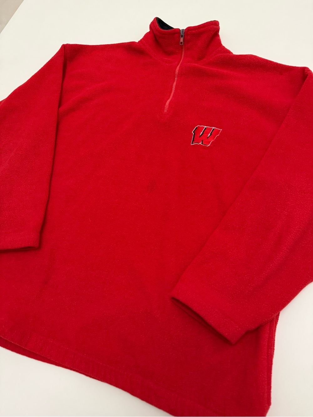 Pro Edge Wisconsin Badgers Quarter-Zip Fleece Pullover with Embroidered Logo